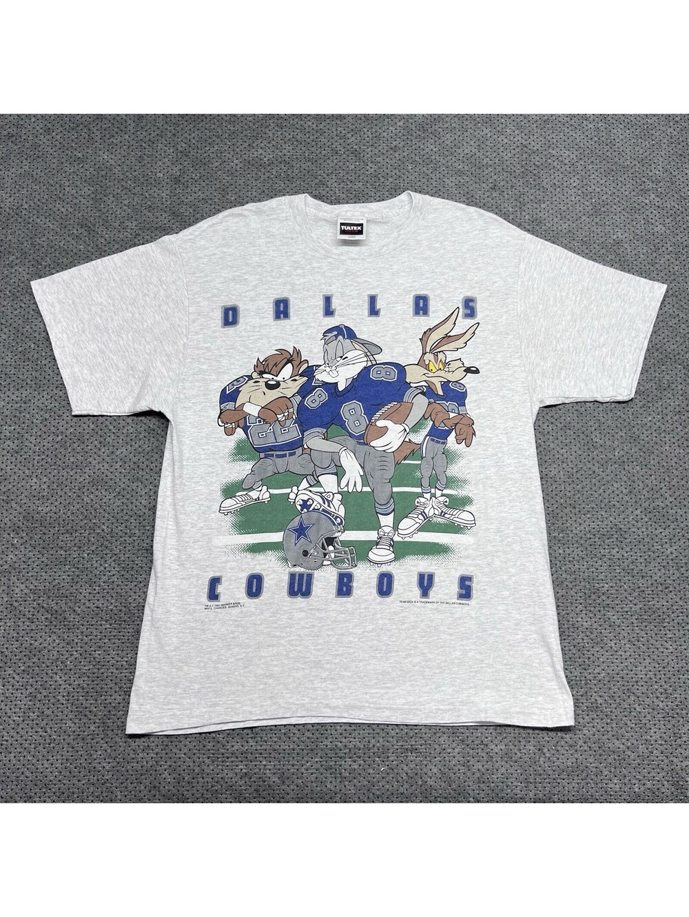 Vintage 1993 Dallas Cowboys Looney Tunes Football T-Shirt Large RARE MENS WHITE